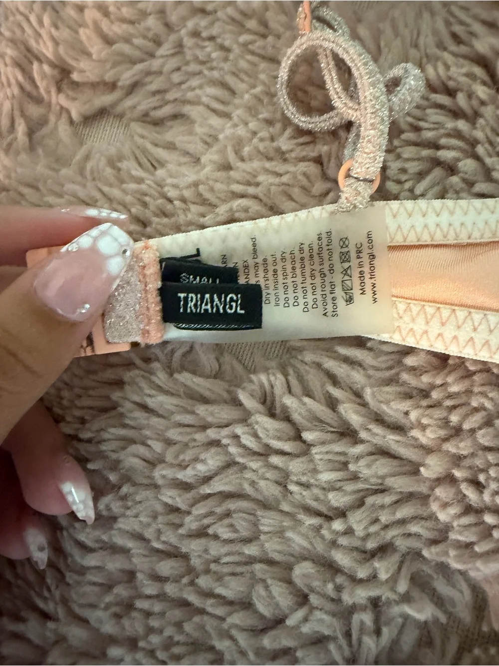 triangl swimwear Peach Textured Bikini Set